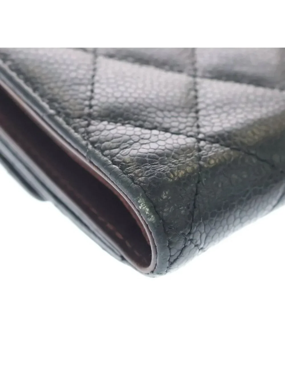 Chanel Quilted CC Logo Bifold Wallet Caviar Leather Black